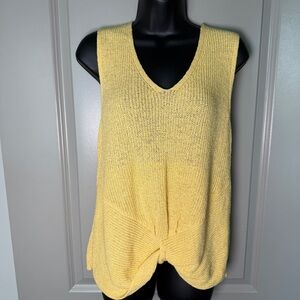 Marled by Reunited Clothing Butter Yellow Knit Tank | Front Knot | V-Neck | M